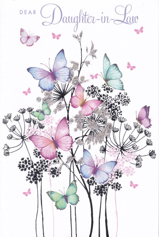 Dusky Butterflies Dear Daughter-In-Law Birthday Card - Nigel Quiney