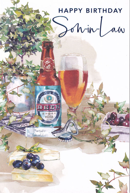 Bottled Beer Son-In-Law Happy Birthday Card - Nigel Quiney