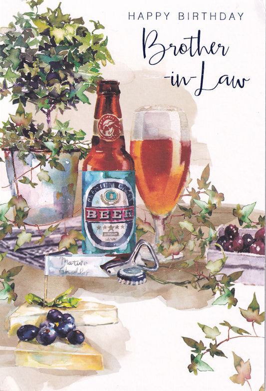Bottled Beer Brother-In-Law Happy Birthday Card - Nigel Quiney