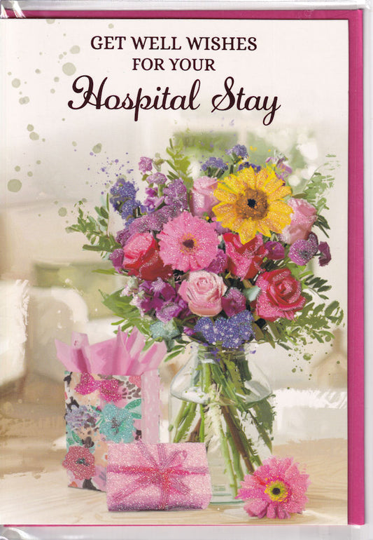 Get Well Wishes For Your Hospital Stay Glitter Card