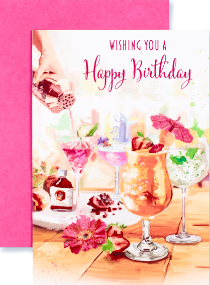 Cocktails Wishing You A Happy Birthday Card