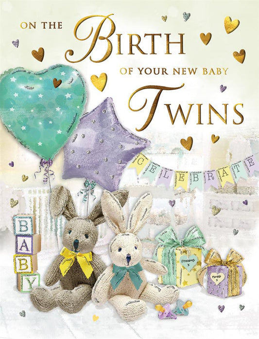 On The Birth Of Your New Baby Twins Card