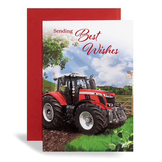 Tractor Sending Best Wishes Card