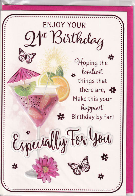 Cocktails Enjoy Your 21st Birthday Card Especially For You