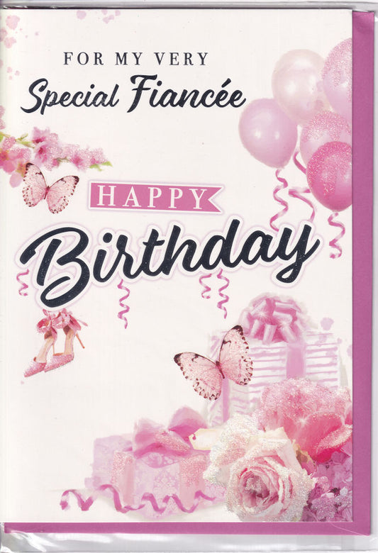 Special Fiancee Happy Birthday Glitter Card