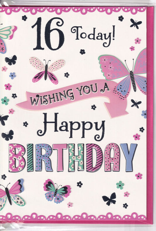 16 Today! Wishing You A Happy Birthday Card
