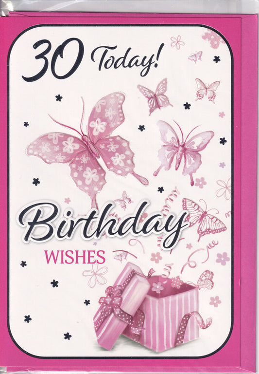 30 Today! Butterflies Birthday Card
