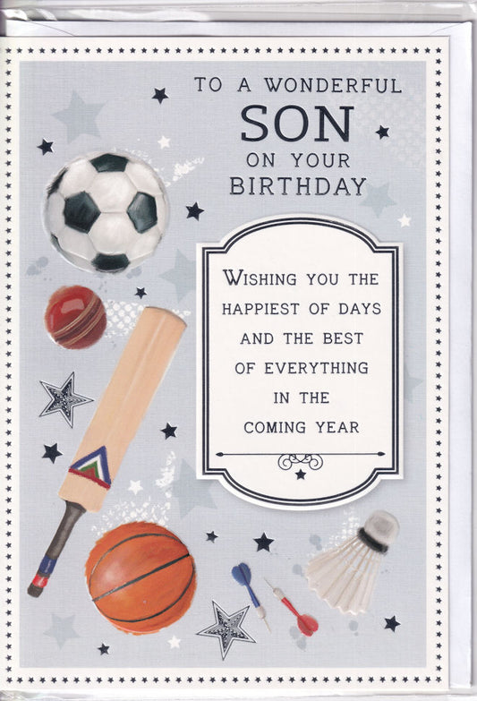 Wonderful Son Sports Birthday Card