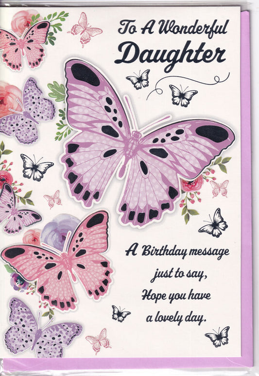 Wonderful Daughter Butterflies Birthday Card
