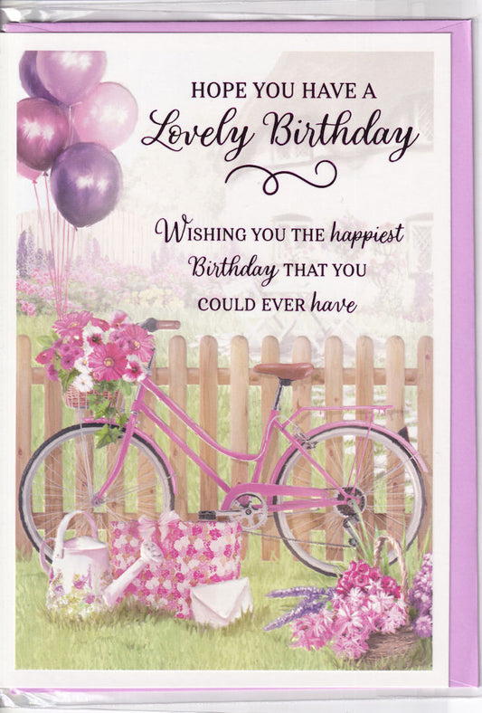 Floral Bicycle Lovely Birthday Card