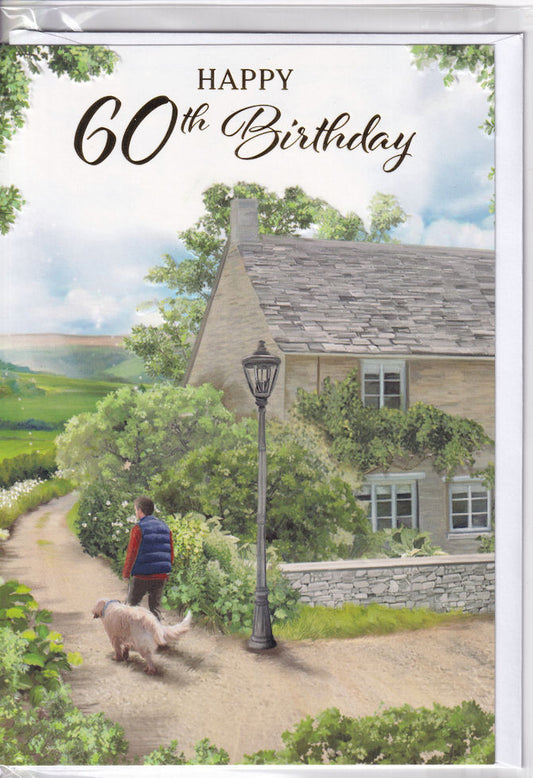 60th Birthday Walk The Dog Card