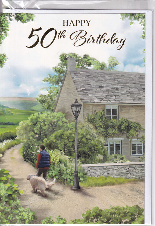 50th Birthday Walk The Dog Card