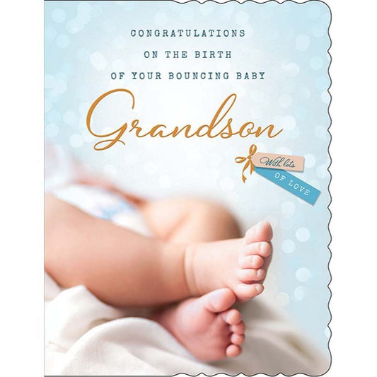 Grandson Bouncing Baby Birth Congratulations Card