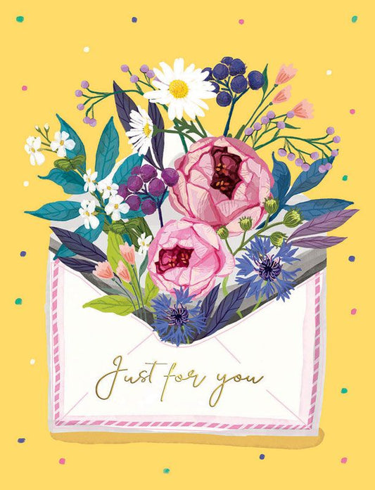 Floral Envelope Just For You Card Blank Inside