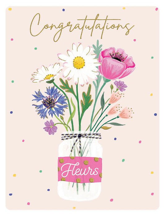 Floral Jamjar Congratulations Card blank inside