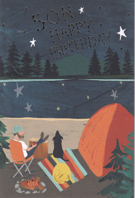 Son Camping Happy Birthday Card - Nigel Quiney