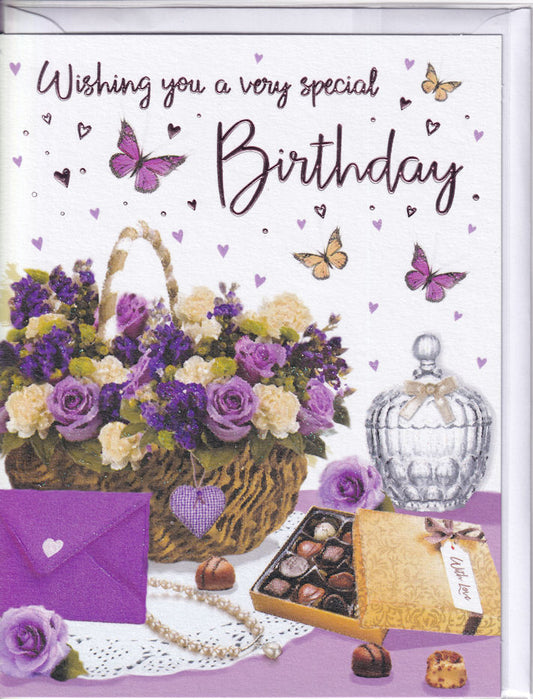 Flowers And Chocolates Special Birthday Card