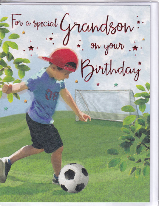Football For A Special Grandson On Your Birthday Card