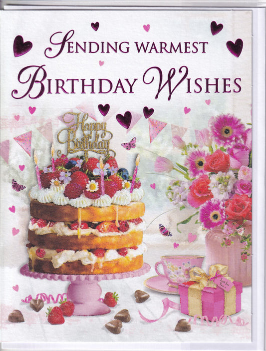 Birthday Cake Sending Warmest Birthday Wishes Card