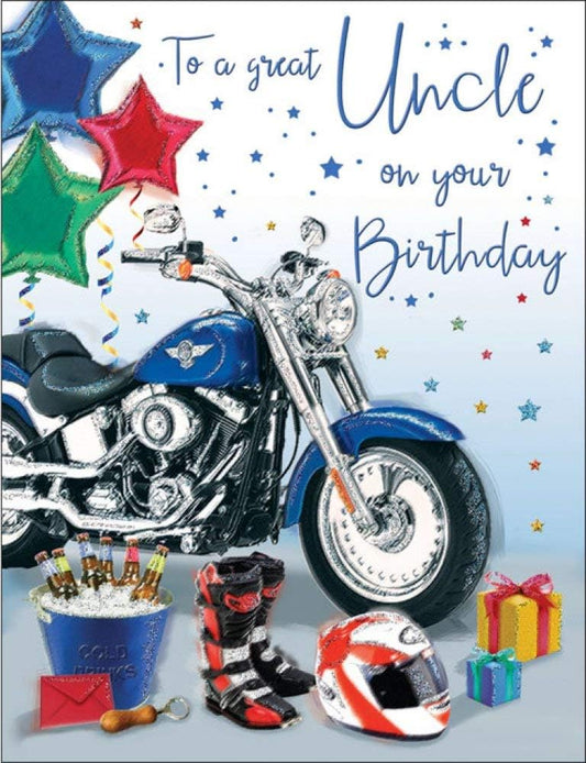 Motorcycle To A Great Uncle On Your Birthday Card