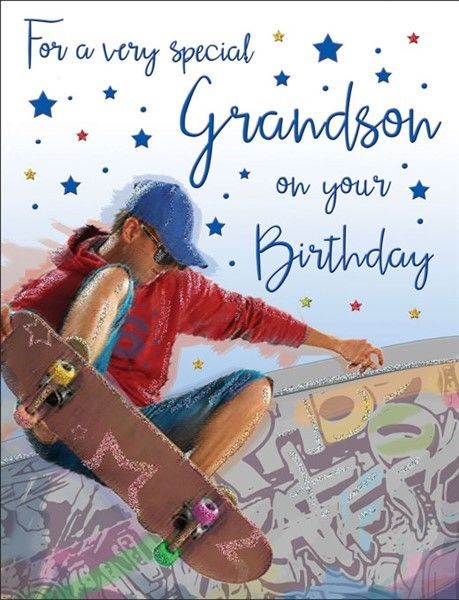Skateboarding Grandson Birthday Card