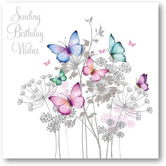 Meadow Floral Butterflies Birthday Card - Nigel Quiney