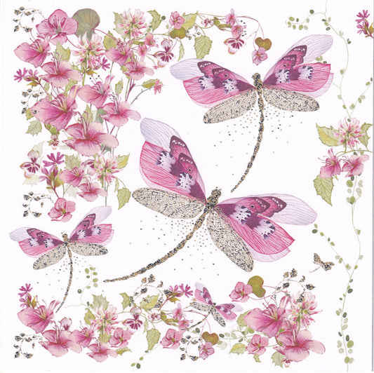 Dragonflies And Flowers Greeting Card - Nigel Quiney
