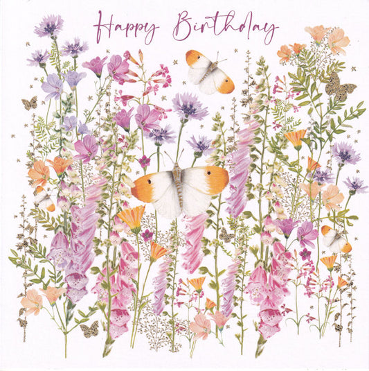 Pretty Flower Field Happy Birthday Card - Nigel Quiney
