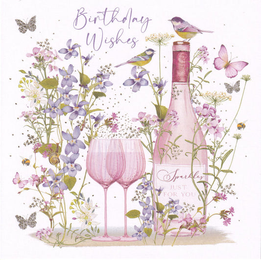 Floral Wine Birthday Card - Nigel Quiney
