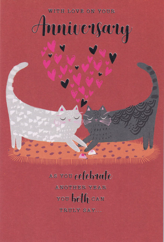 Cats With Love On Your Anniversary Card - Nigel Quiney