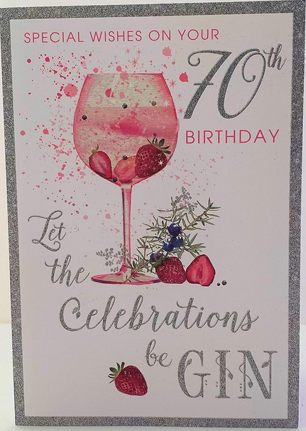 Gin Special Wishes On Your 70th Birthday Card - Nigel Quiney