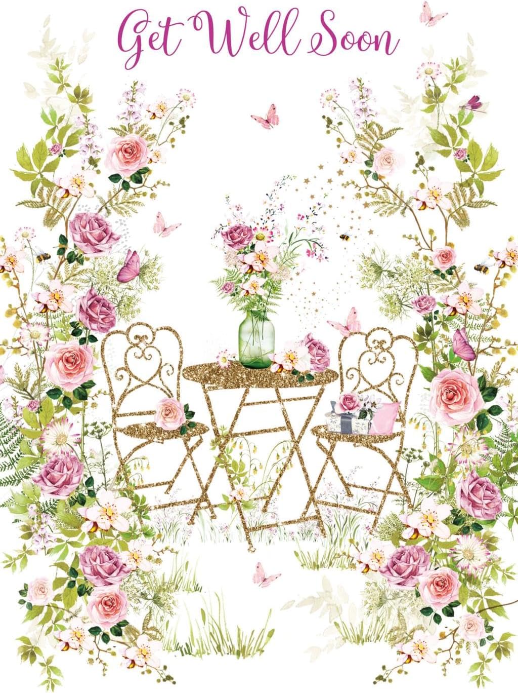 Floral Garden Get Well Soon Card - Nigel Quiney