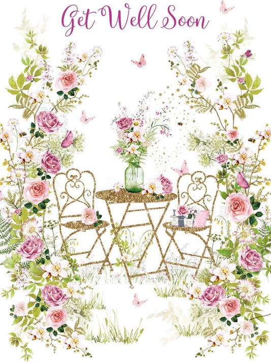 Floral Garden Get Well Soon Card - Nigel Quiney