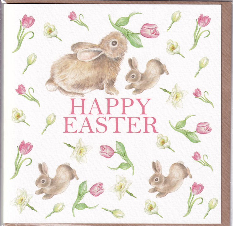 Bunny Rabbits Happy Easter Card - West Country Designs