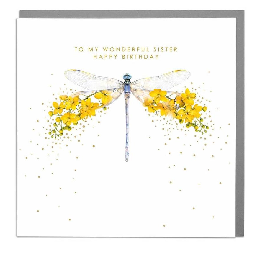 Dragonfly Wonderful Sister Birthday Card - Lola Design