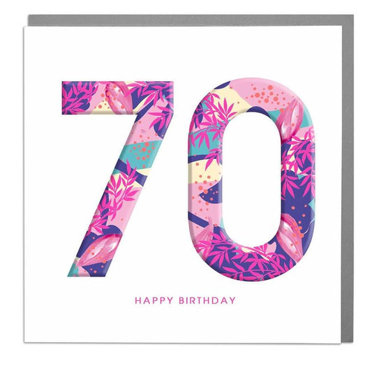 70th 70 Happy Birthday Card - Lola Design