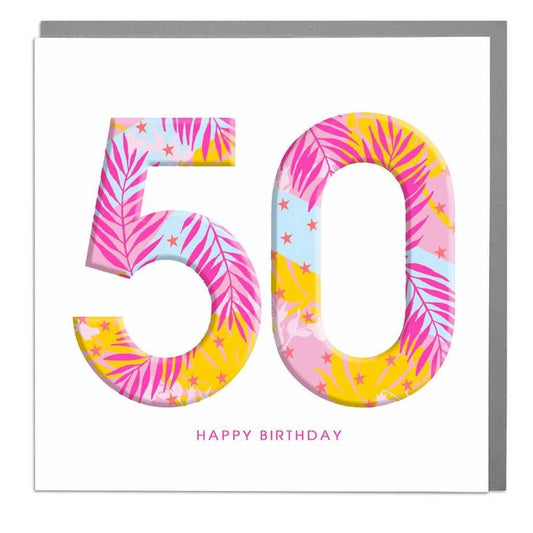 50th 50 Happy Birthday Card - Lola Design
