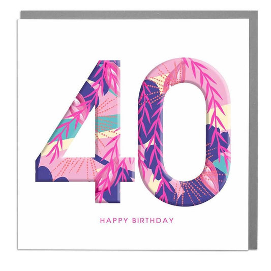 40th 40 Happy Birthday Card - Lola Design