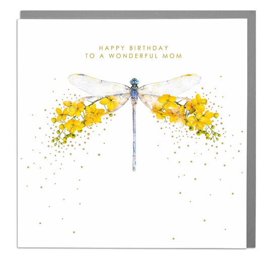 Dragonfly Wonderful Mom Birthday Card - Lola Design