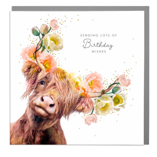 Highland Cow Birthday Wishes Card - Lola Design
