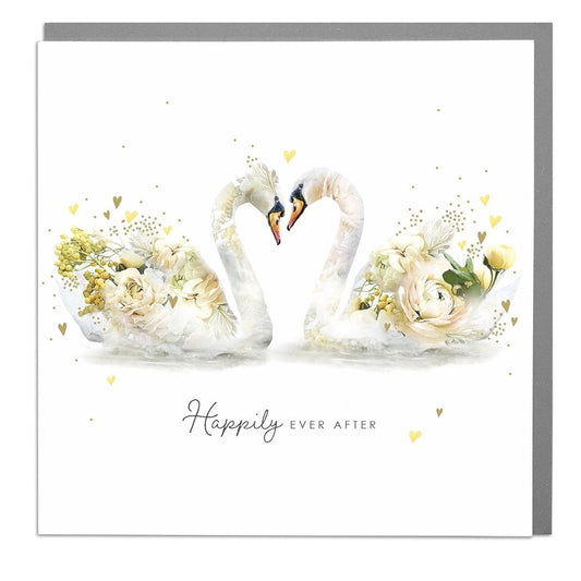 Swans Happily Ever After Wedding Card - Lola Design