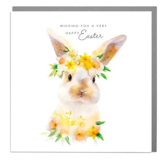 Cute Bunny Rabbit Happy Easter Card - Lola Design