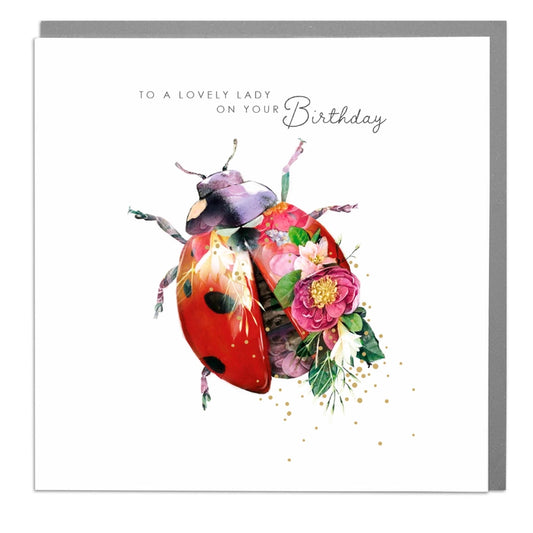 Lovely Lady Birthday Ladybird Card - Lola Design