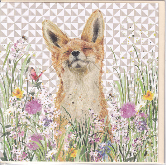Fox In Flowers Greeting Card - Nigel Quiney