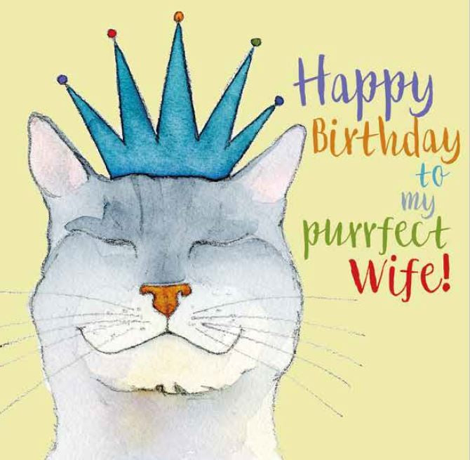 Happy Birthday To My Purrfect Wife! Birthday Card - Emma Ball
