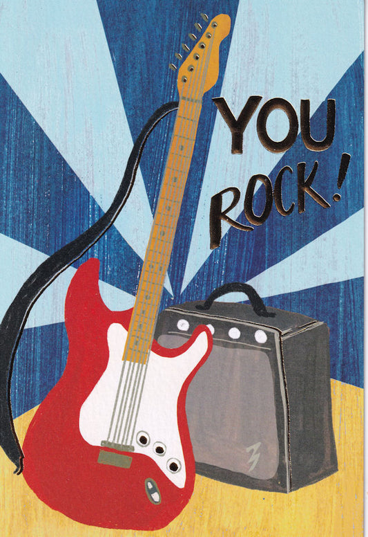 Electric Guitar You Rock! Happy Birthday Card - Nigel Quiney