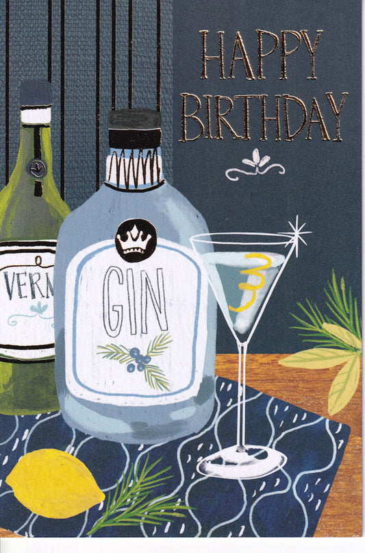 Gin Happy Birthday Card - Nigel Quiney