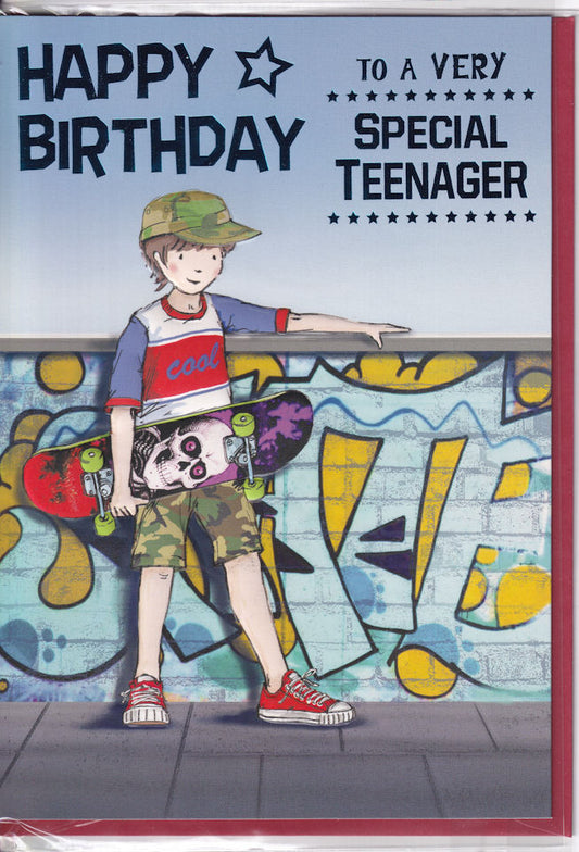 Teenage Boy Skateboarder Happy Birthday Card