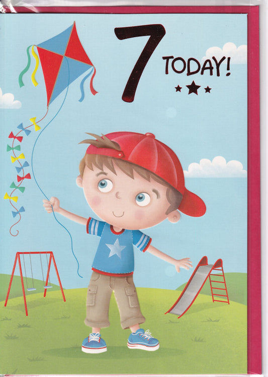 7 Today! Birthday Card for boy