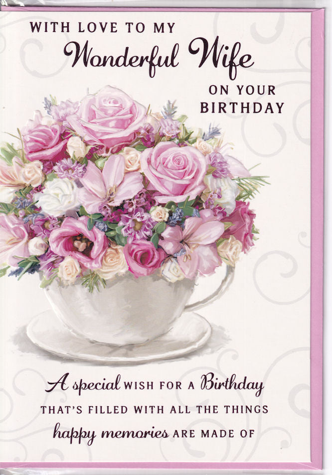 With Love To My Wonderful Wife On Your Birthday Card